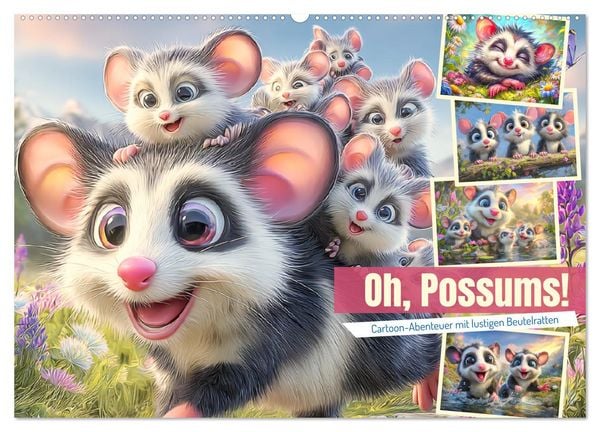 Produktbild: Oh, Possums! Cartoon-Abenteuer mit lustigen Beutelratten (Wandkalender 2026 DIN A2 quer), CALVENDO Monatskalender