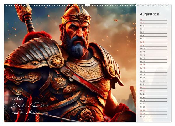 Produktbild: Die Unsterblichen - Griechische KI-G&ouml;ttinnen und KI-G&ouml;tter (Wandkalender 2026 DIN A2 quer), CALVENDO Monatskalender