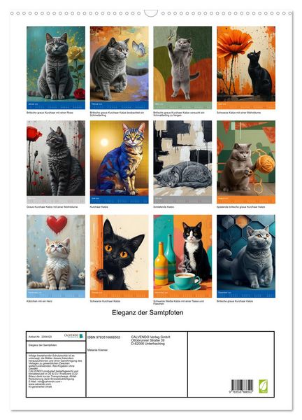 Produktbild: Eleganz der Samtpfoten (Wandkalender 2026 DIN A2 hoch), CALVENDO Monatskalender