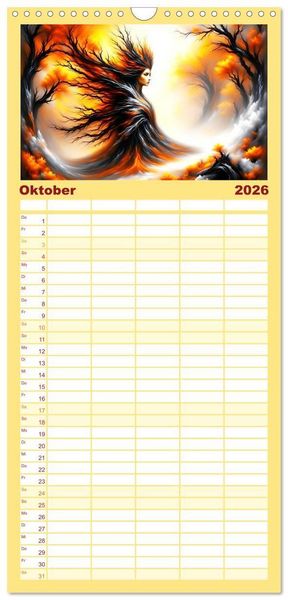 Produktbild: Familienplaner 2026 - Die Magie der Natur Monatsk&ouml;niginnen mit 5 Spalten (Wandkalender, 21 x 45 cm) CALVENDO