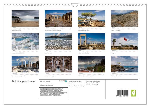 Produktbild: T&uuml;rkei-Impressionen (Wandkalender 2026 DIN A3 quer), CALVENDO Monatskalender