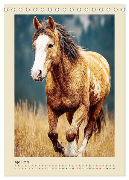 Produktbild: Amerikanische Mustangs. Symbole f&uuml;r Freiheit und Pioniergeis (Tischkalender 2026 DIN A5 hoch), CALVENDO Monatskalender