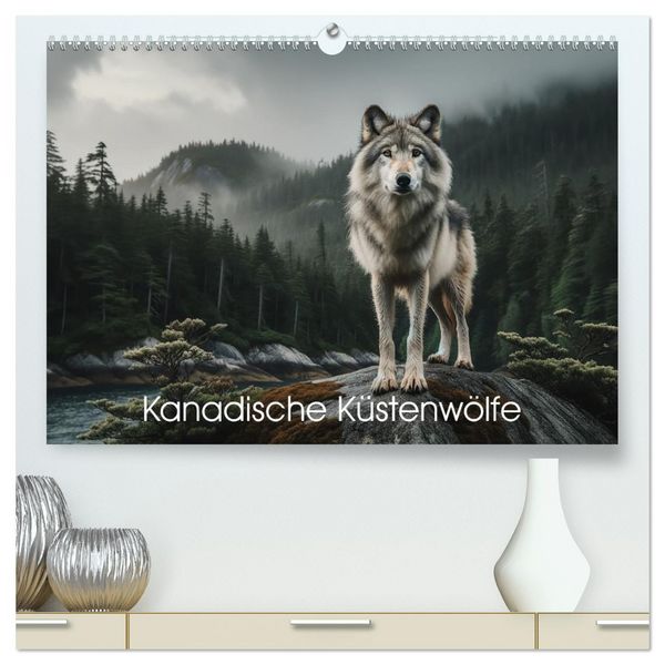 Produktbild: Kanadische K&uuml;stenw&ouml;lfe (hochwertiger Premium Wandkalender 2026 DIN A2 quer), Kunstdruck in Hochglanz