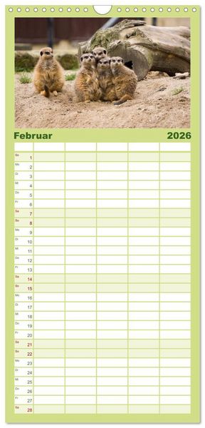 Produktbild: Familienplaner 2026 - Erdm&auml;nnchen mit 5 Spalten (Wandkalender, 21 x 45 cm) CALVENDO