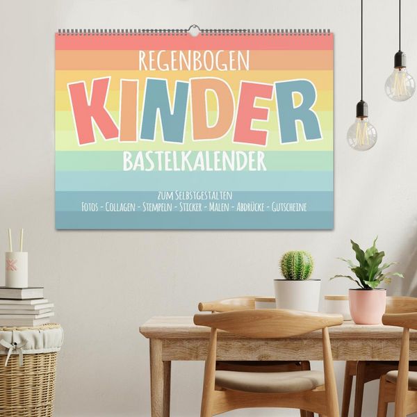 Produktbild: Regenbogen Kinder Bastelkalender - Zum Selbstgestalten - DIY Kreativ-Kalender (Wandkalender 2026 DIN A2 quer), CALVENDO Monatskalender