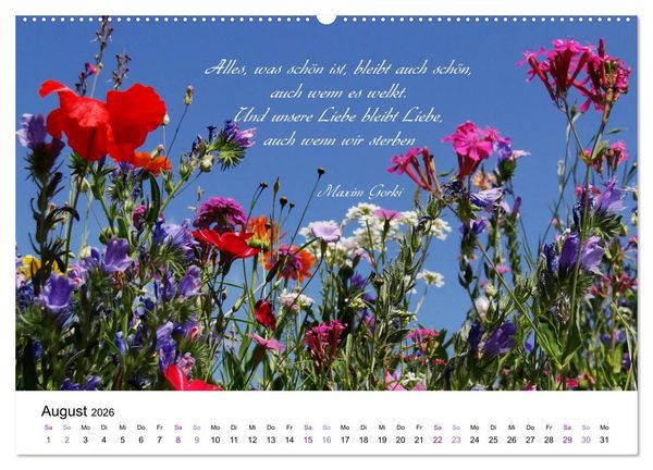 Produktbild: Zeit f&uuml;r Trauer - begleitet mit Zitaten (hochwertiger Premium Wandkalender 2026 DIN A2 quer), Kunstdruck in Hochglanz