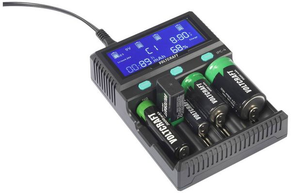 Produktbild: VOLTCRAFT IPC-4 Rundzellen-Ladeger&auml;t LiIon, LiFePO, NiMH, NiCd, LiFePO4 A, Mignon (AA), Micro (AAA), Mini (AAAA), Baby (C), Sub-C
