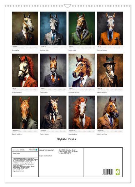 Produktbild: Stylish Horses (Wall Calendar 2026 DIN A2 portrait), CALVENDO 12 Month Wall Calendar