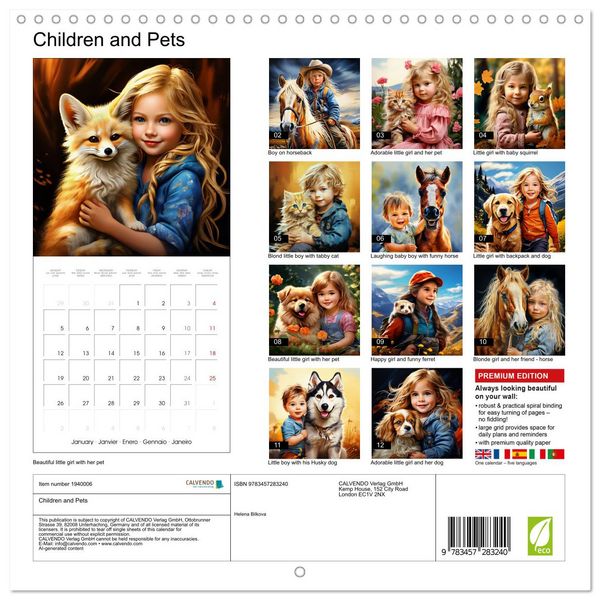 Produktbild: Children and Pets (Wall Calendar 2026 12 &times; 12 Inch) CALVENDO 12 Month Wall Calendar