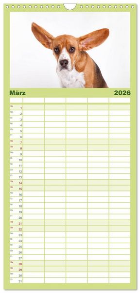Produktbild: Familienplaner 2026 - SCHLAPPOHREN mit 5 Spalten (Wandkalender, 21 x 45 cm) CALVENDO