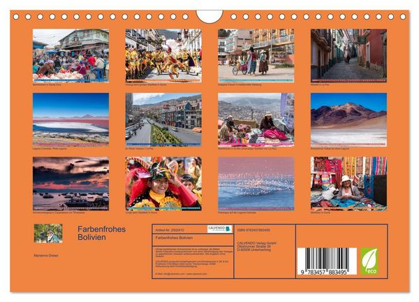 Produktbild: Farbenfrohes Bolivien (Wandkalender 2026 DIN A4 quer), CALVENDO Monatskalender
