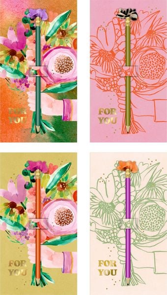 Produktbild: Karte mit Bleistift - Blumengr&uuml;&szlig;e - Sch&ouml;ner Schenken