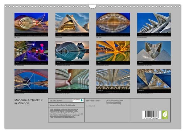Produktbild: Moderne Architektur in Valencia (Wandkalender 2026 DIN A3 quer), CALVENDO Monatskalender