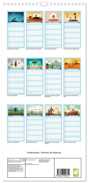 Produktbild: Familienplaner 2026 - Friedensboten - Stimmen der Hoffnung mit 5 Spalten (Wandkalender, 21 x 45 cm) CALVENDO