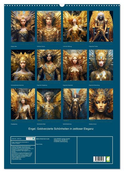 Produktbild: Engel. Goldverzierte Sch&ouml;nheiten in zeitloser Eleganz (Wandkalender 2026 DIN A2 hoch), CALVENDO Monatskalender