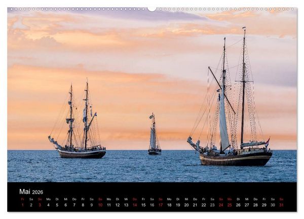 Produktbild: Windjammer auf der Ostsee im Abendlicht (Wandkalender 2026 DIN A2 quer), CALVENDO Monatskalender