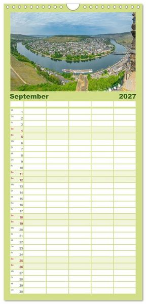 Produktbild: Familienplaner 2027 - Naturwunder - Deutschlands Flussschleifen mit 5 Spalten (Wandkalender, 21 x 45 cm) CALVENDO
