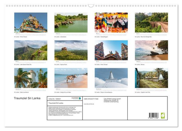Produktbild: Traumziel Sri Lanka (Wandkalender 2026 DIN A2 quer), CALVENDO Monatskalender