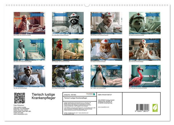 Produktbild: Tierisch lustige Krankenpfleger (hochwertiger Premium Wandkalender 2026 DIN A2 quer), Kunstdruck in Hochglanz