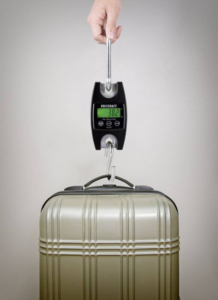 Produktbild: VOLTCRAFT HS-100 H&auml;ngewaage HS-100 W&auml;gebereich (max.) 100 kg Ablesbarkeit 100 g batteriebetrieben Schwarz