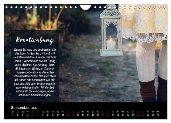 Produktbild: Die Sch&ouml;nheit der Natur - Naturfotografie-Kalender mit Foto- und Kreativ&uuml;bungen (Wandkalender 2026 DIN A4 quer), CALVENDO Monatskalender