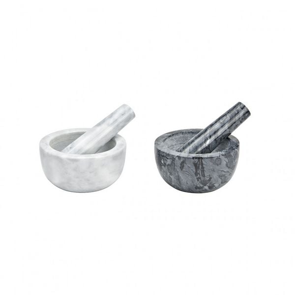 Produktbild: Moerser und Stoessel aus Marmor 2-er Set grau, schwar