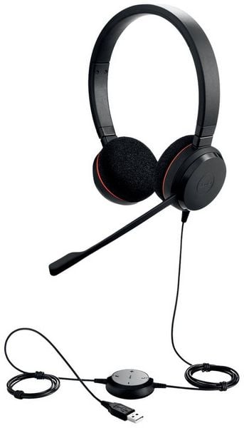 Jabra Evolve 20 On Ear Headset kabelgebunden Stereo Schwarz Mikrofon-Rauschunterdrückung Headset, Lautstärkeregelung Computer -