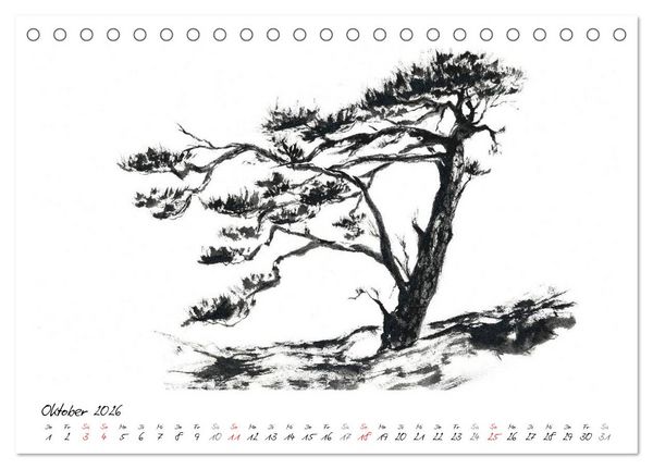 Produktbild: Asiatische Tuschmalerei (Tischkalender 2026 DIN A5 quer), CALVENDO Monatskalender