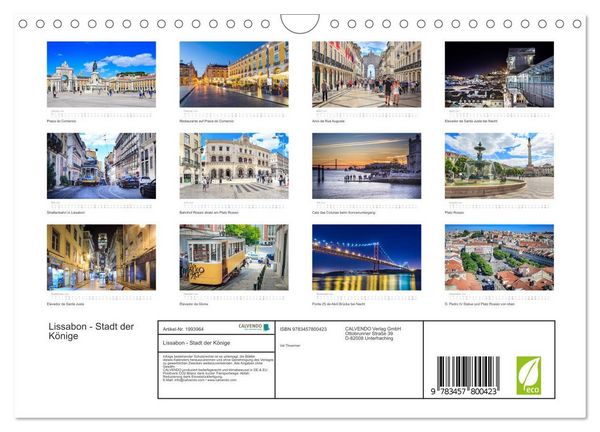 Produktbild: Lissabon - Stadt der K&ouml;nige (Wandkalender 2026 DIN A4 quer), CALVENDO Monatskalender