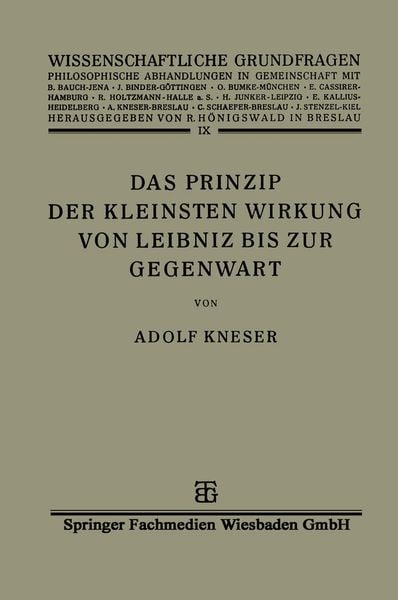 Produktbild: Das Prinzip der Kleinsten Wirkung von Leibniz bis zur Gegenwart
