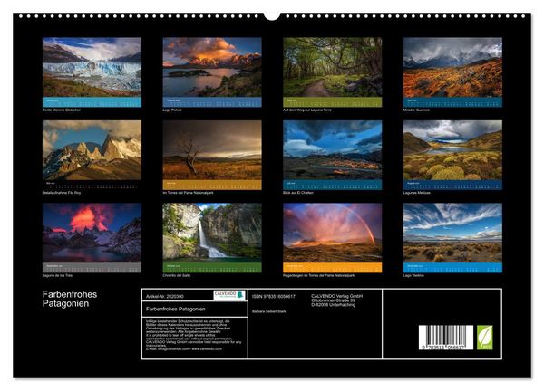 Produktbild: Farbenfrohes Patagonien (hochwertiger Premium Wandkalender 2026 DIN A2 quer), Kunstdruck in Hochglanz