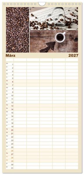 Produktbild: Familienplaner 2027 - Kaffee & Schokolade mit 5 Spalten (Wandkalender, 21 x 45 cm) CALVENDO
