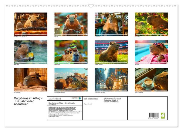 Produktbild: Capybaras im Alltag - Ein Jahr voller Abenteuer (Wandkalender 2026 DIN A2 quer), CALVENDO Monatskalender