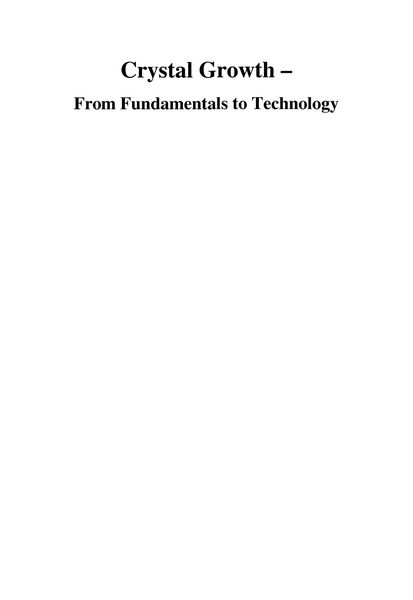 Produktbild: Crystal Growth - From Fundamentals to Technology