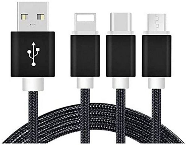Produktbild: REEKIN USB-Ladekabel USB-A Stecker, USB-C&reg; Stecker, USB-Micro-B Stecker, Apple Lightning Stecker 1.20 m Grau 22656955