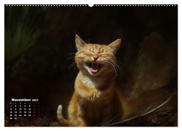 Produktbild: Auch Katzen lachen gern (hochwertiger Premium Wandkalender 2027 DIN A2 quer), Kunstdruck in Hochglanz