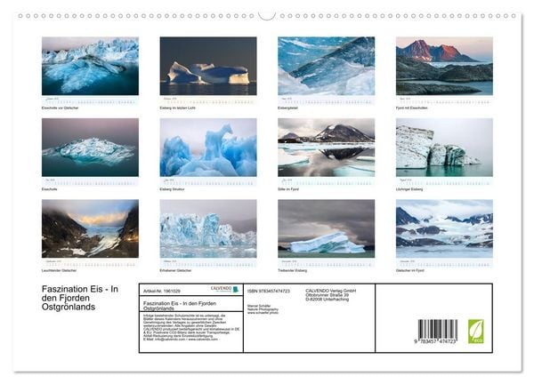 Produktbild: Faszination Eis - In den Fjorden Ostgr&ouml;nlands (hochwertiger Premium Wandkalender 2026 DIN A2 quer), Kunstdruck in Hochglanz