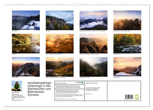 Produktbild: Elbsandsteingebirge: Unterwegs in der S&auml;chsischen und B&ouml;hmischen Schweiz (Wandkalender 2026 DIN A2 quer), CALVENDO Monatskalender
