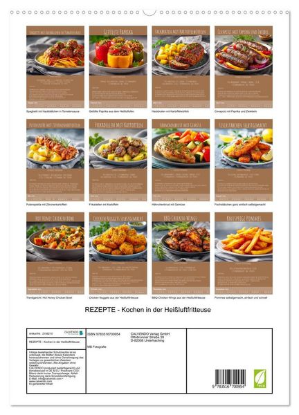 Produktbild: REZEPTE - Kochen in der Hei&szlig;luftfritteuse (hochwertiger Premium Wandkalender 2026 DIN A2 hoch), Kunstdruck in Hochglanz