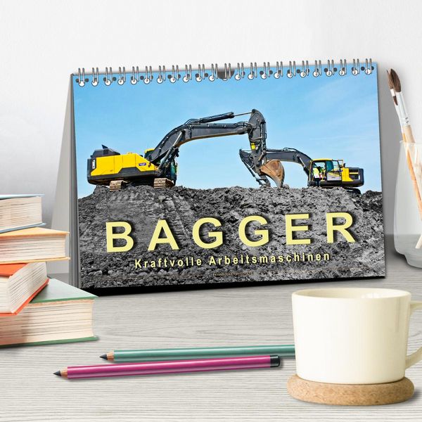 Produktbild: Bagger - kraftvolle Arbeitsmaschinen (Tischkalender 2026 DIN A5 quer), CALVENDO Monatskalender