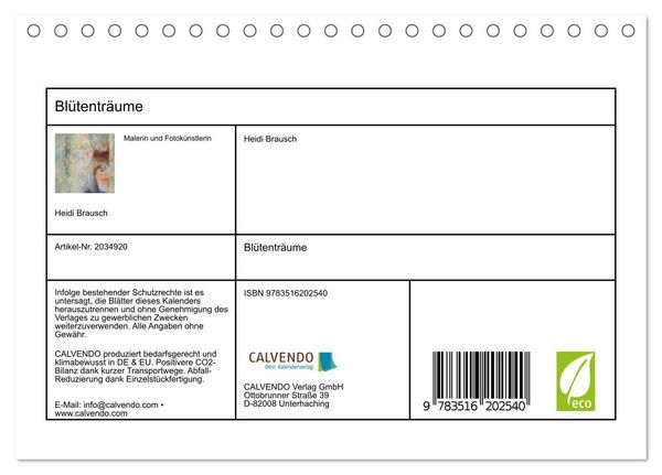 Produktbild: Bl&uuml;tentr&auml;ume (Tischkalender 2026 DIN A5 quer), CALVENDO Monatskalender
