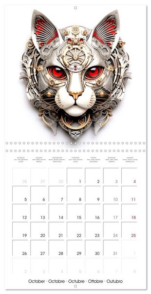 Produktbild: F&eacute;lins Steampunk (Calendrier mural carr&eacute; 2026 30x30 cm) Calendrier double avec une page pour vos prises de notes