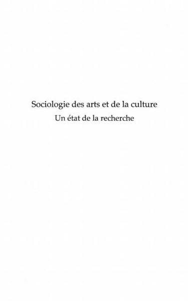 Produktbild: Sociologie des arts et de la culture