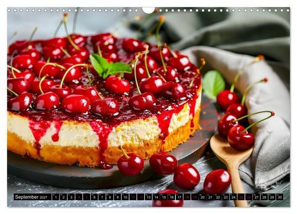 Produktbild: K&auml;sekuchen Kalender - K&ouml;stliche Dessertmomente (Wandkalender 2027 DIN A3 quer), CALVENDO Monatskalender