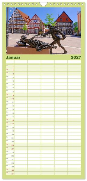 Produktbild: Familienplaner 2027 - Hofgeismar - Dornr&ouml;schenstadt und Fachwerkh&auml;user mit 5 Spalten (Wandkalender, 21 x 45 cm) CALVENDO