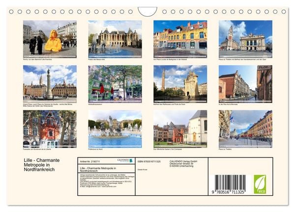 Produktbild: Lille - Charmante Metropole in Nordfrankreich (Wandkalender 2026 DIN A4 quer), CALVENDO Monatskalender