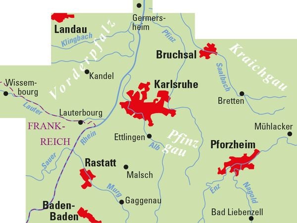 Produktbild: ADFC-Regionalkarte Karlsruhe und Umgebung,1:50.000, reiß- und wetterfest, GPS-Tracks Download