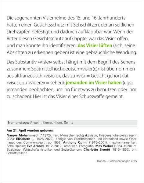 Produktbild: Duden Das Salz in der (Buchstaben-)Suppe Tagesabrei&szlig;kalender 2027 - Redewendungen und ihre Bedeutung