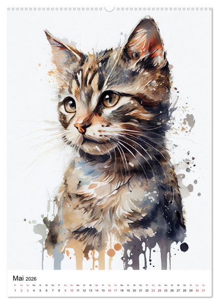 Produktbild: Katzen wie gemalt (Wandkalender 2026 DIN A2 hoch), CALVENDO Monatskalender