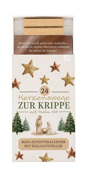 Produktbild: 24 Herzenswege zur Krippe mit Psalm 139 - Mini-Adventskalender
